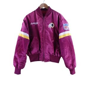 Vintage Washington Redskins Super Bowl Champs 88 Satin Bomber Jacket Mens Maroon